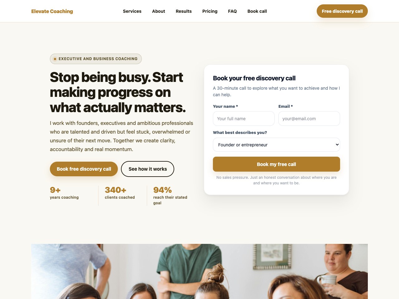 Business Coach landing page primer