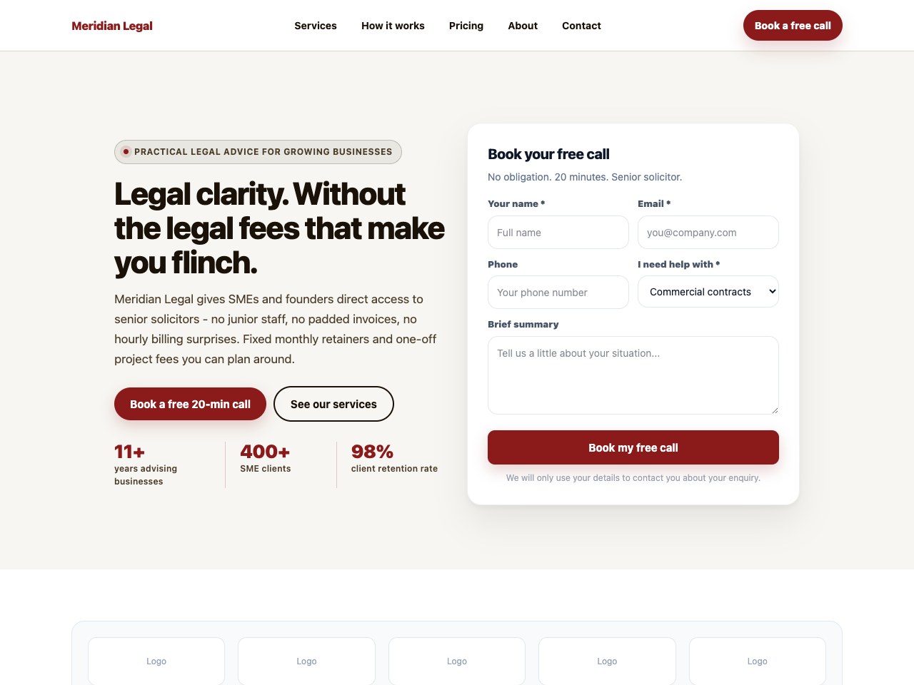 Pravno Savetovanje landing page primer
