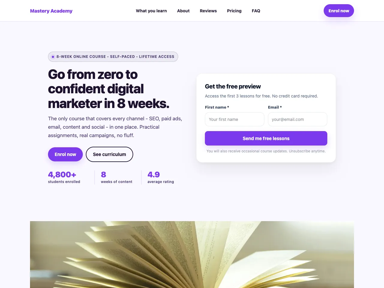 Online Kurs landing page primer